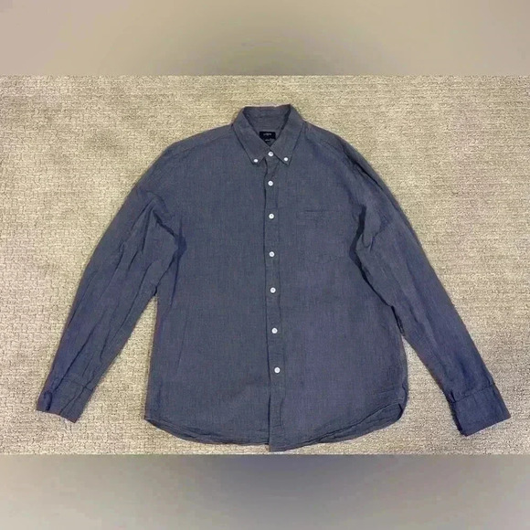 J. CREW Mens Dress Shirt Light Navy Button Up Long Sleeve size Large - Picture 1 of 4